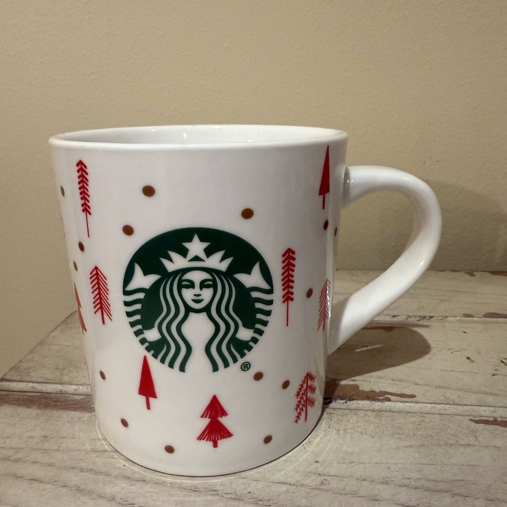 Starbucks Festive Christmas Tree Mug with Red and Green Accents